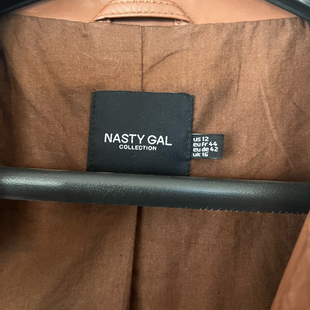 Brown Leather Button-Down Shacket - Picture 11 of 12